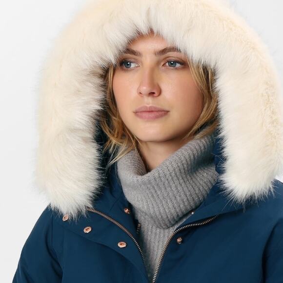 XS Sweaty Betty 3 In 1 Navy Blue Parka Hooded Winter Coat - Picture 2 of 9